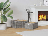 Firewood Basket 2 pcs Grey Lacak Rattan 42020971