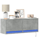 TV Wall Cabinet with LED Lights Concrete Grey 100x31x35 cm 852365