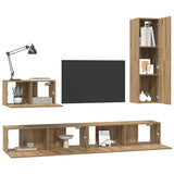 Wall TV Cabinet Wall-mounted 4 pcs Artisan Oak Engineered Wood 3393176