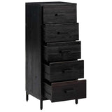 Chest of Drawers Black 42x35x110 cm Solid Pinewood 349928