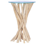 ZNTS Coffee Table with Glass Top 35x35x50 cm Solid Teak Wood 288813