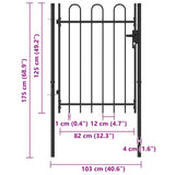 Fence Gate BOXTEL Single Door with Arched Top Steel 1x1.2 m Black 146030