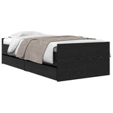 Bed Frame with Drawer Black Oak 90 x 200 cm Solid Pine Wood 3403206