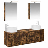 Bathroom Cabinet Set 5 pcs Smoked Oak Engineered Wood 3406555
