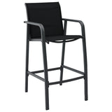 Garden Bar Chair Set of 4 Black Textilene, Steel Standard 48117