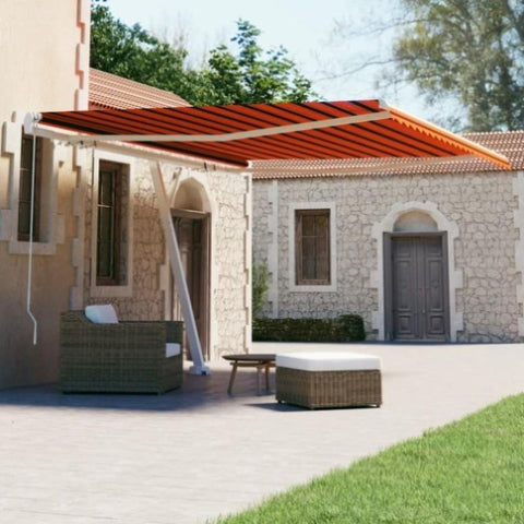 ZNTS Freestanding Manual Retractable Awning 400x300 cm Orange/Brown 3069540