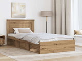 Bed Frame Artisian Oak 90 x 190 cm Solid Pine Wood 3410135