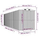 Garden Shed Light Grey 192x772x223 cm Galvanised Steel 3147445