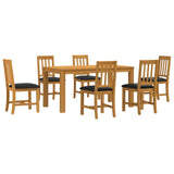 Dining Set 7 pcs Black Solid Oak Wood 3430367