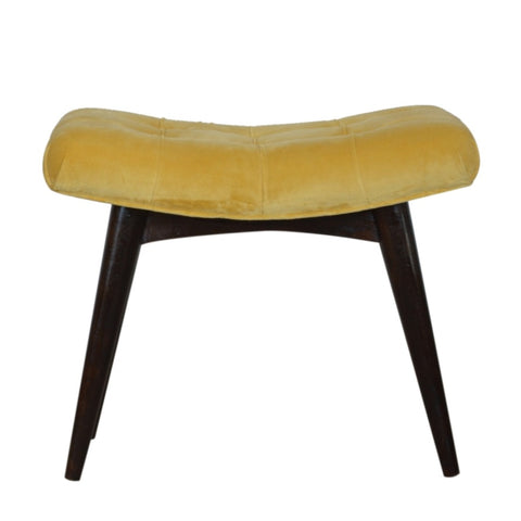 Mustard Cotton Velvet Curved Bench IN928