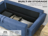 Modern Loveseat Sofa, Compact 2 Seater Sofa with Hidden Storage, 117cm Tufted Cotton Couch with Wood T3398P344634