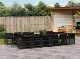 13 Piece Garden Dining Set with Cushions Black Poly Rattan 3210943