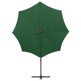 ZNTS Cantilever Garden Parasol with Pole and LED Lights Green 300 cm 312337