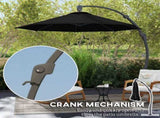 3 Garden Cantilever Parasol, Round Overhanging Umbrella with Crank Handle, Cross Base, Aluminium T3398P328494