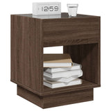 ZNTS Bedside Table with Infinity LED Brown Oak 40x40x50 cm 3284083