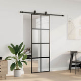 Sliding Door with Hardware Set Black 76x205 cm Tempered Glass 3375832