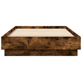 Bed Frame without Mattress with LED Lights Smoked Oak 90x200 cm 839515