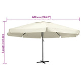 Garden Parasol with Aluminium Pole 600 cm Sand White 47370
