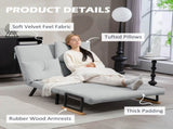 4-in-1 Velvet-Feel Double Sofa Bed, with Pillows - Light Grey T3398P328347