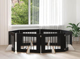 Dog Gate with Stands 8 pcs Black Oak 60 x 60 cm Engineered Wood 892163