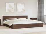 Bed Frame with Drawer Brown Oak 200 x 200 cm Engineer Wood 3410678