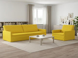 Sofa Set 2 pcs Light Yellow Fabric 3433171