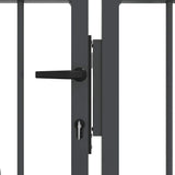 Fence Gate with Spear Top with Lock Grey 404 x 150 cm Steel 42009050