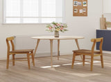 Dining Chair 2 pcs Natural 43 x 44.5 x 77 cm Solid Rubber Wood 42020486