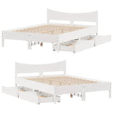 Bed Frame with Drawers White 120x190 cm Small Double Solid Wood Pine 3301924