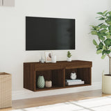 TV Cabinet with LED Lights Brown Oak 80x30x30 cm 837153