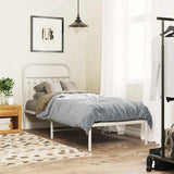 Metal Bed Frame without Mattress with Headboard White 75x190cm 376639