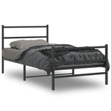 Metal Bed Frame without Mattress with Footboard Black 100x200cm 355378