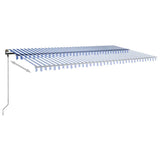 Freestanding Manual Retractable Awning 600x300 cm Blue/White 3069796