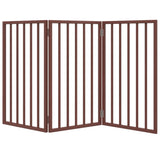 Dog Gate Foldable 3 Panels Brown 150 cm Poplar Wood 352198