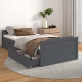Bed Frame Dark Grey Solid Pine Wood Single Bed Frame 322163
