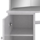 Corner Dressing Table with LED Concrete Grey 111x54x141.5 cm 326535
