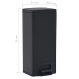 ZNTS Dustbin with Pedal Anti-fingerprint 30L Black Stainless Steel 149573