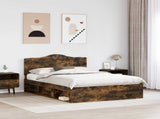 Bed Frame Smoked Oak 160 x 200 cm Solid Pine Wood 3413285