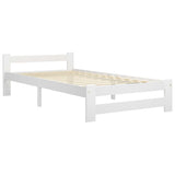 Bed Frame without Mattress White Solid Pine Wood 90x200 cm 321998