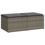 2 Piece Garden Sofa Set with Cushions Grey Poly Rattan Acacia 3328663