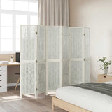 Room Divider 6 Panels White Solid Wood Paulownia 358682