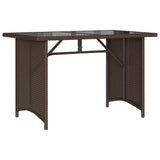 Garden Table with Glass Top Brown 110x68x70 cm Poly Rattan 366351