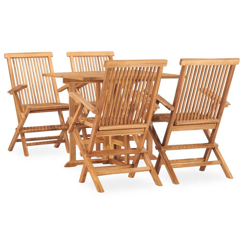 ZNTS 5 Piece Folding Outdoor Dining Set Solid Teak Wood 3059982