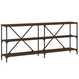 Console Table Brown Oak 180x30x75 cm Engineered Wood and Iron 832857