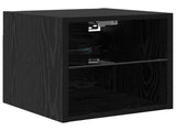 TV Wall Unit with LED 4 pcs Black Oak Engineered Wood 3402967