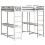 Loft Bed with Desk and Ladder White 180x200 cm Super King Solid Wood Pine 3284231