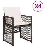 Garden Chairs with Cushions 4 pcs Brown Poly Rattan 364952