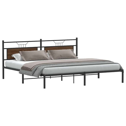 Bed Frame without Mattress Brown Oak 200x200 cm Engineered Wood 4106848