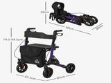 Folding Rollator Walker with Seat, Backrest, Lightweight Walking Frame with Storage Bag, Dual T3398P343246