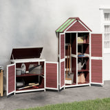 2 Piece Garden Tool Shed Set Mocha Solid Wood Pine 172251